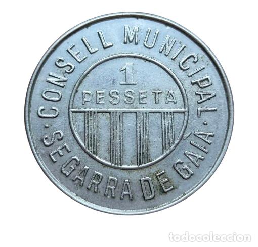 Republic Coins: Guerra Civil (1936-1939). 1 peseta Segarra de Gaia. Tarragona. Peso: 3.35 gr
