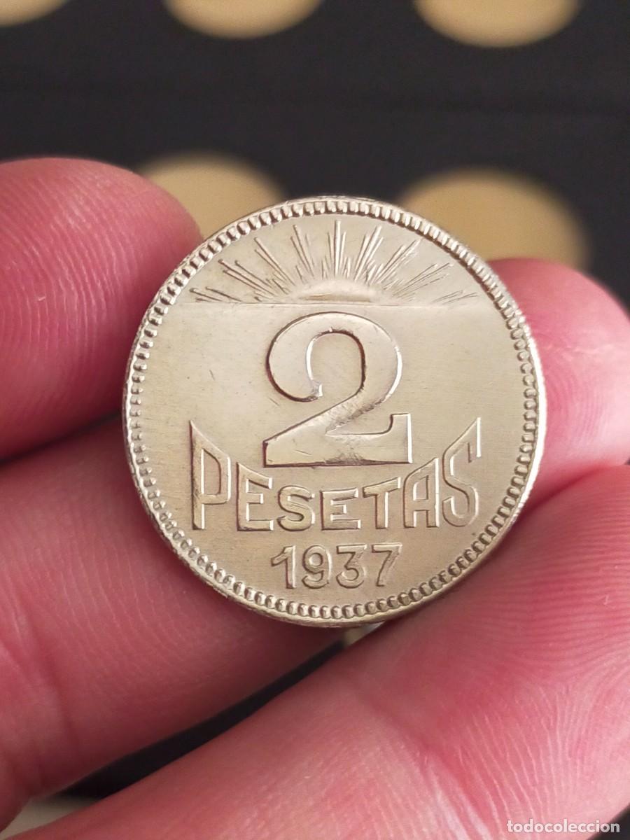 Monedas Rep&uacute;blica: MONEDA DE 2 DOS PESETAS 1937 ESPA&Ntilde;A GUERRA CIVIL CONSEJO ASTURIAS Y LEON EXCELENTE CONERVACION GIJON