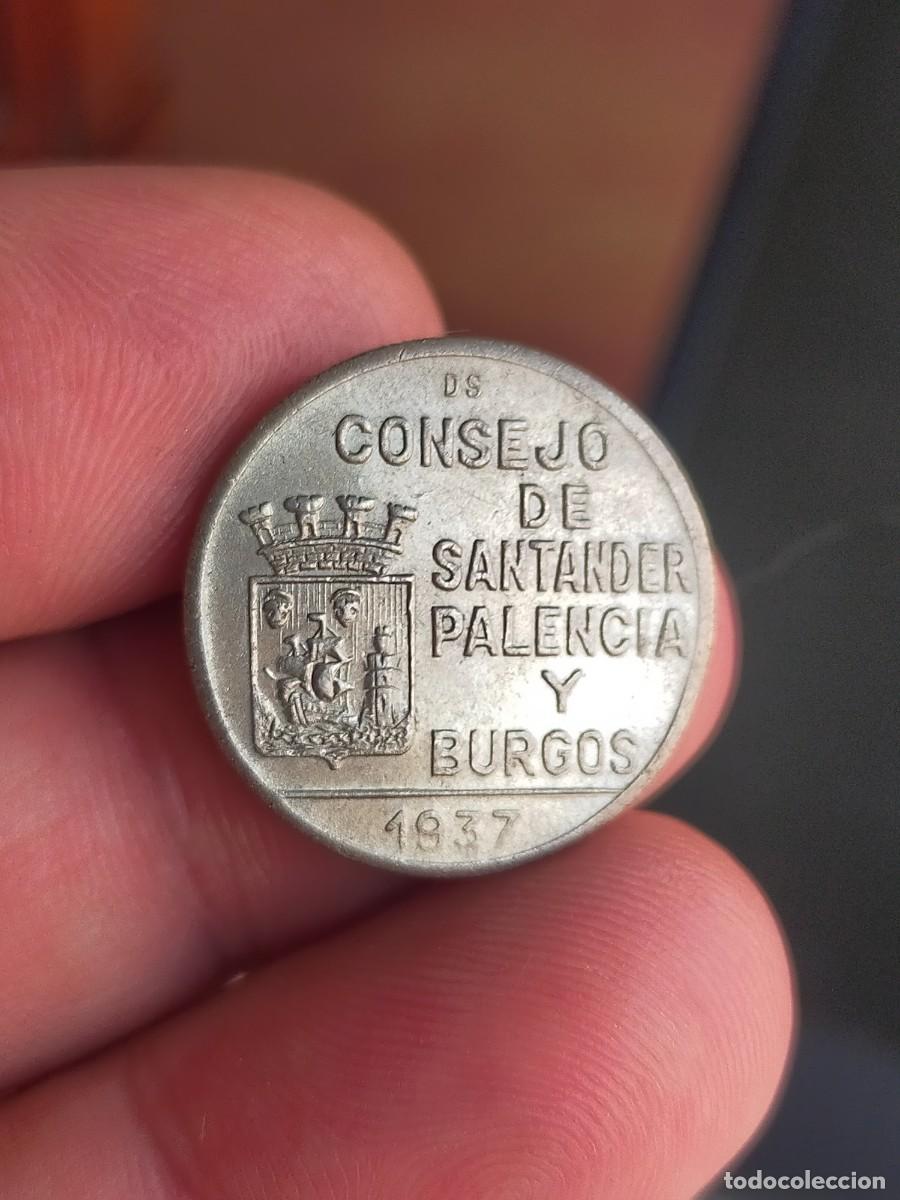Monnaies R&eacute;publique: MONEDA DE 1 UNA PESETA ESPA&Ntilde;A REPUBLICA II 1937 OSCURECIDO CONSEJO SANTANDER PALENCIA Y BURGOS