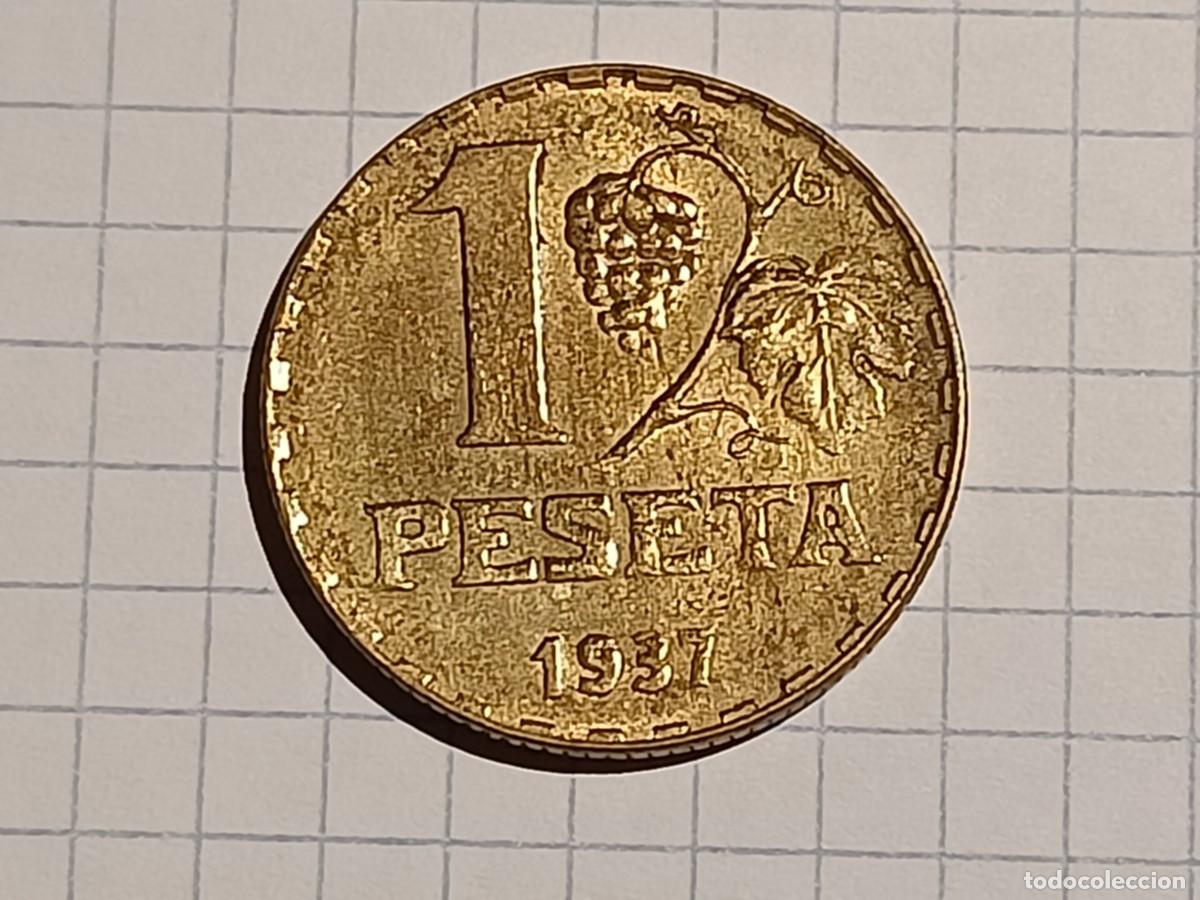 Monedas Rep&uacute;blica: Moneda 1 peseta. II Rep&uacute;blica. 1937
