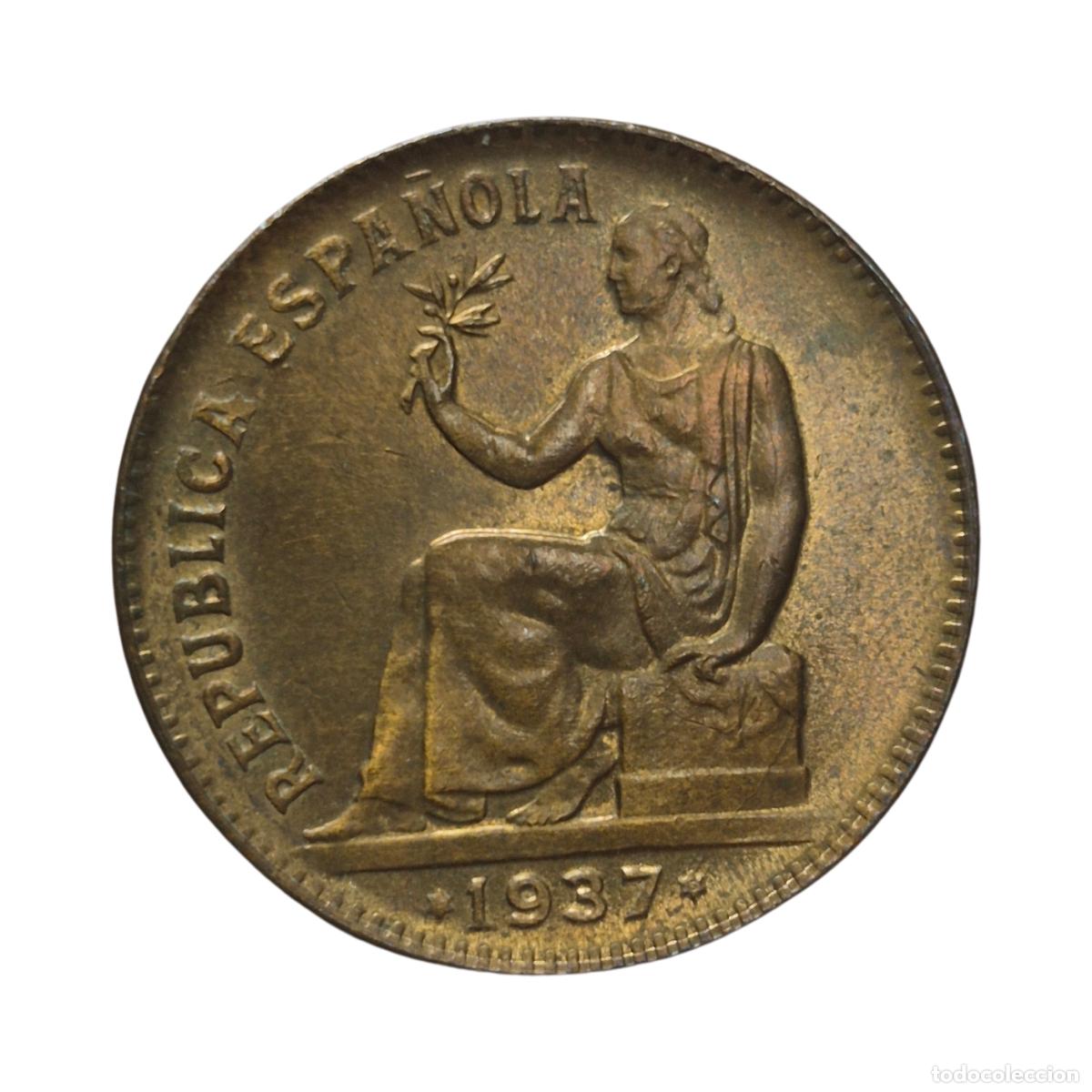 Monedas Rep&uacute;blica: NT/ 2&ordf; REPUBLICA 50 CTS 1937 ORLA REDONDA (E1192)