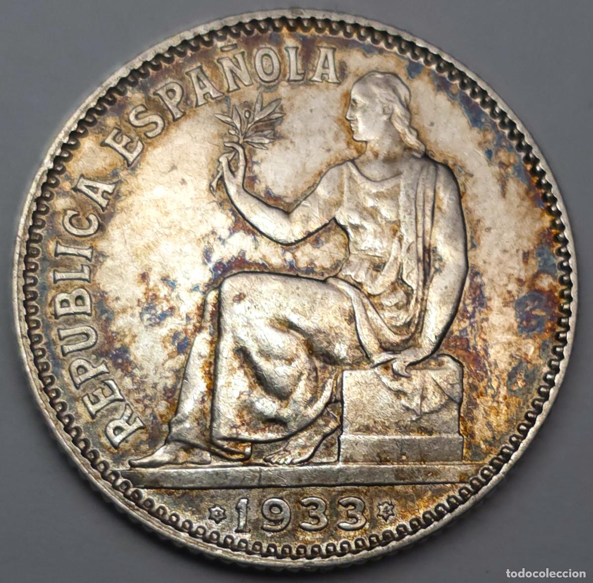 Monedas Rep&uacute;blica: MONEDA PLATA REPUBLICA ESPA&Ntilde;OLA 1 PESETA 1933 *3-4*