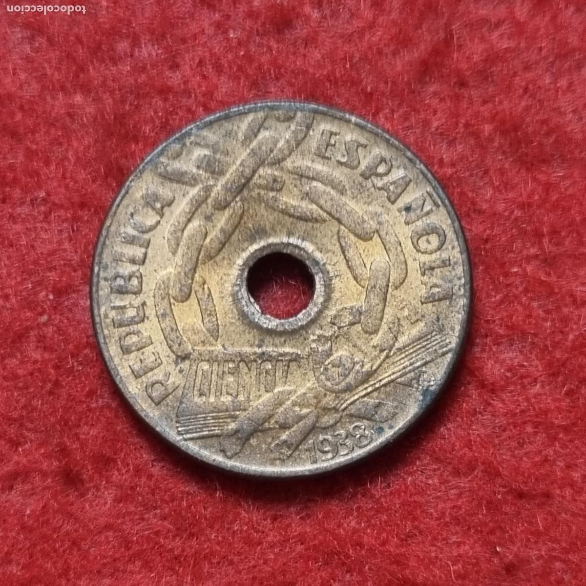 Monedas Rep&uacute;blica: MONEDA 25 CENTIMOS 1938 REPUBLICA ESPA&Ntilde;OLA MBC++ ORIGINAL C39