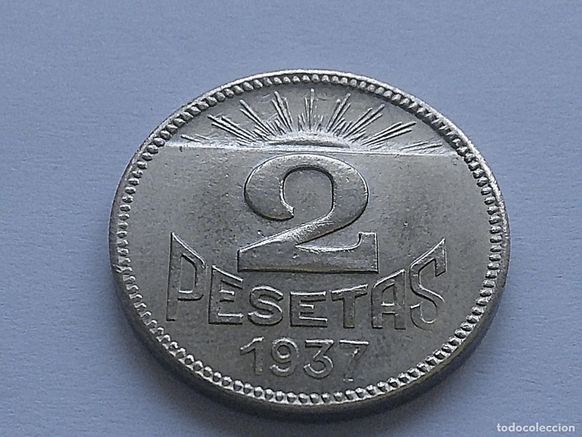 Monedas Rep&uacute;blica: Espa&ntilde;a Consejo de Asturias y Le&oacute;n 2 pesetas 1937 35sau12