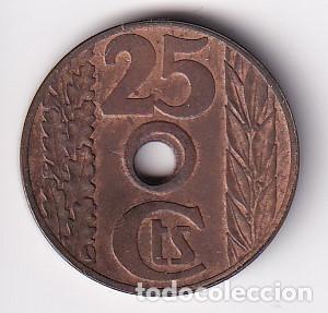 Monedas Rep&uacute;blica: MONEDA DE LA REPUBLICA ESPA&Ntilde;OLA DE 25 CENTIMOS DEL A&Ntilde;O 1938