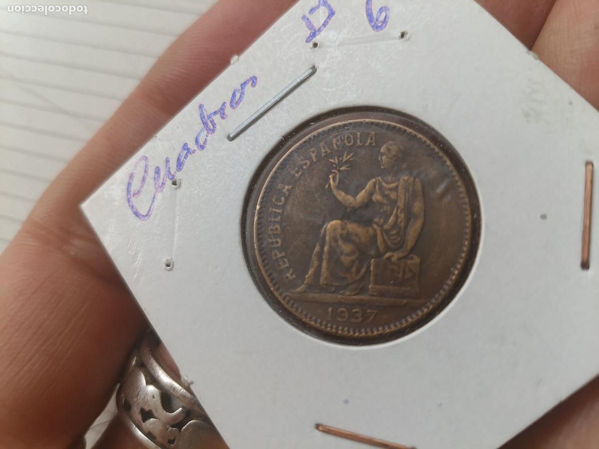 Monedas Rep&uacute;blica: 50 c&eacute;ntimos de 1937 orla a cuadros