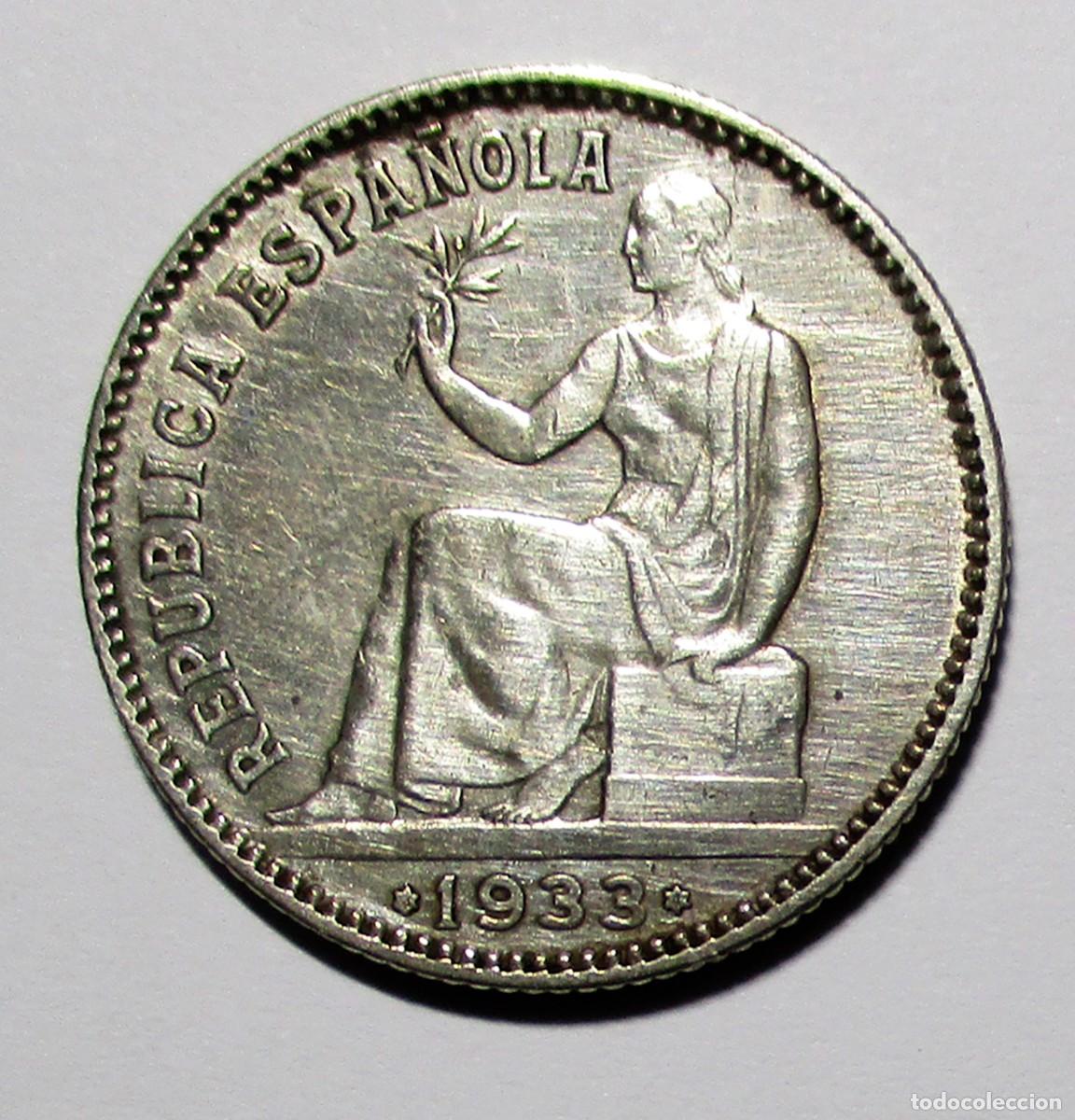 Monedas Rep&uacute;blica: SEGUNDA REPUBLICA ESPA&Ntilde;OLA 1 PESETA DE PLATA 1933* 3-4. PLATA. LOTE 5721