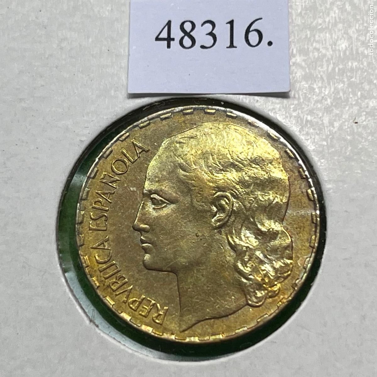 Monedas Rep&uacute;blica: Espa&ntilde;a 1 peseta 1937, guerra civil, 2&ordf; Republica