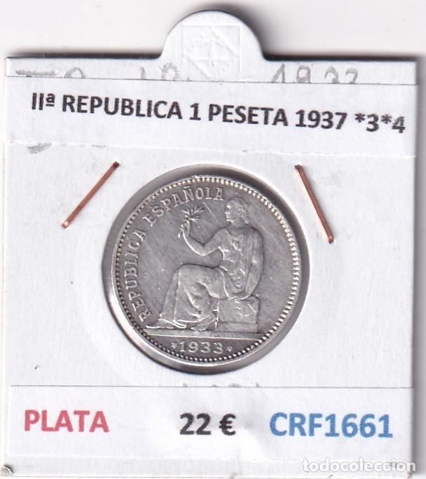 Monedas Rep&uacute;blica: CRF1661 MONEDA ESPA&Ntilde;A II&ordf; REPUBLICA 1 PESETA 1937 *3*4 PLATA
