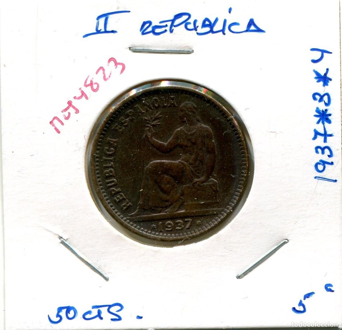 Monedas Rep&uacute;blica: 50 CENTIMOS II REPUBLICA A&Ntilde;O 1937 *3*4 ( MES4823 )