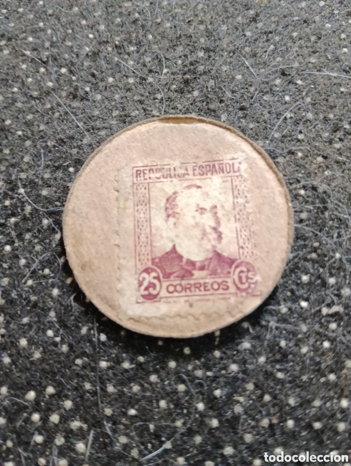 Monedas Rep&uacute;blica: Cart&oacute;n moneda de la Republica Espa&ntilde;ola valor 25 cts. Original de &eacute;poca