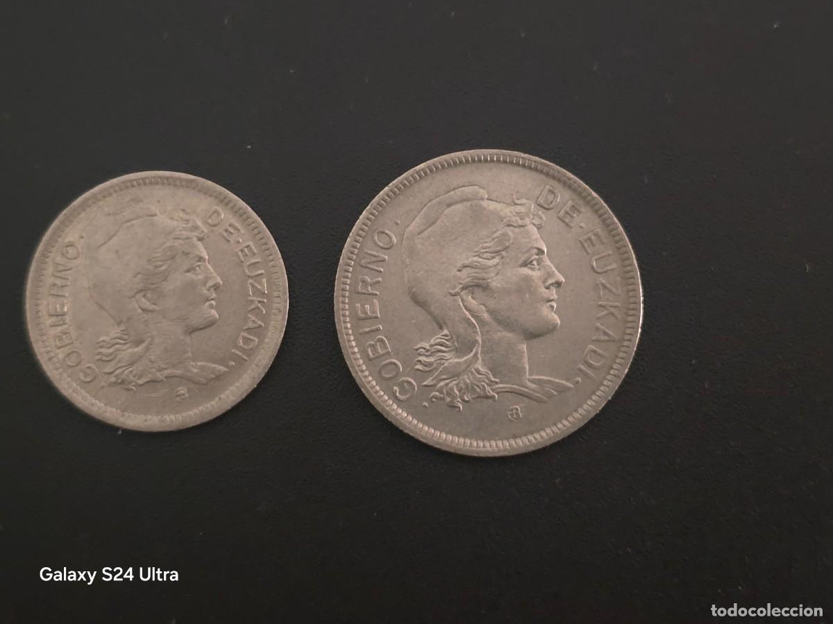 Monedas Rep&uacute;blica: LOTE DE 1 Y 2 PESETAS DE 1937.....EUSKADI....PRECIOSAS.....LA DE LAS FOTOS