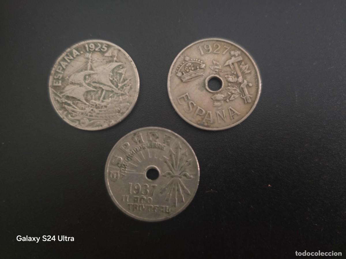 Monedas Rep&uacute;blica: LOTE DE 3 MONEDAS DE 25 C&Eacute;NTIMOS..(1925,1927 Y 1937)......LA DE LAS FOTOS