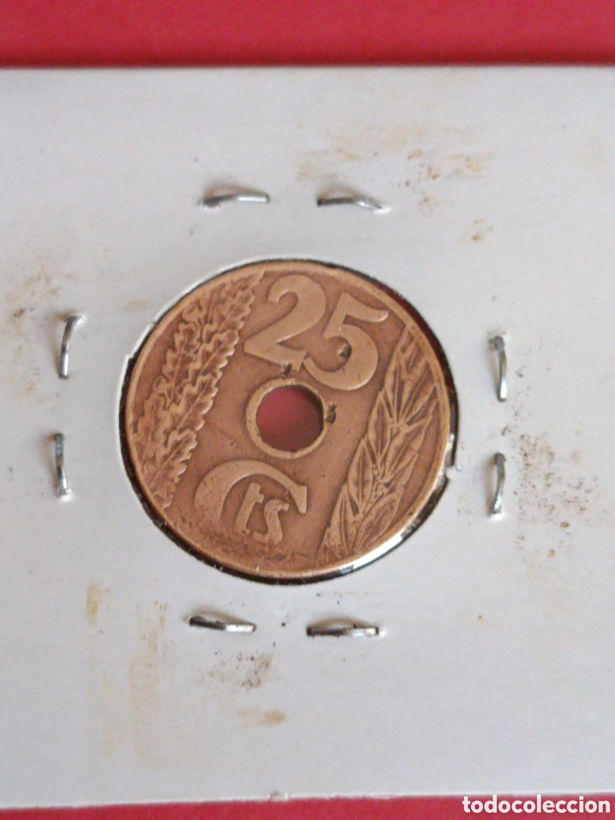 Monedas Rep&uacute;blica: II REP&Uacute;BLICA. 25 C&Eacute;NTIMOS DE 1938. - Foto 2