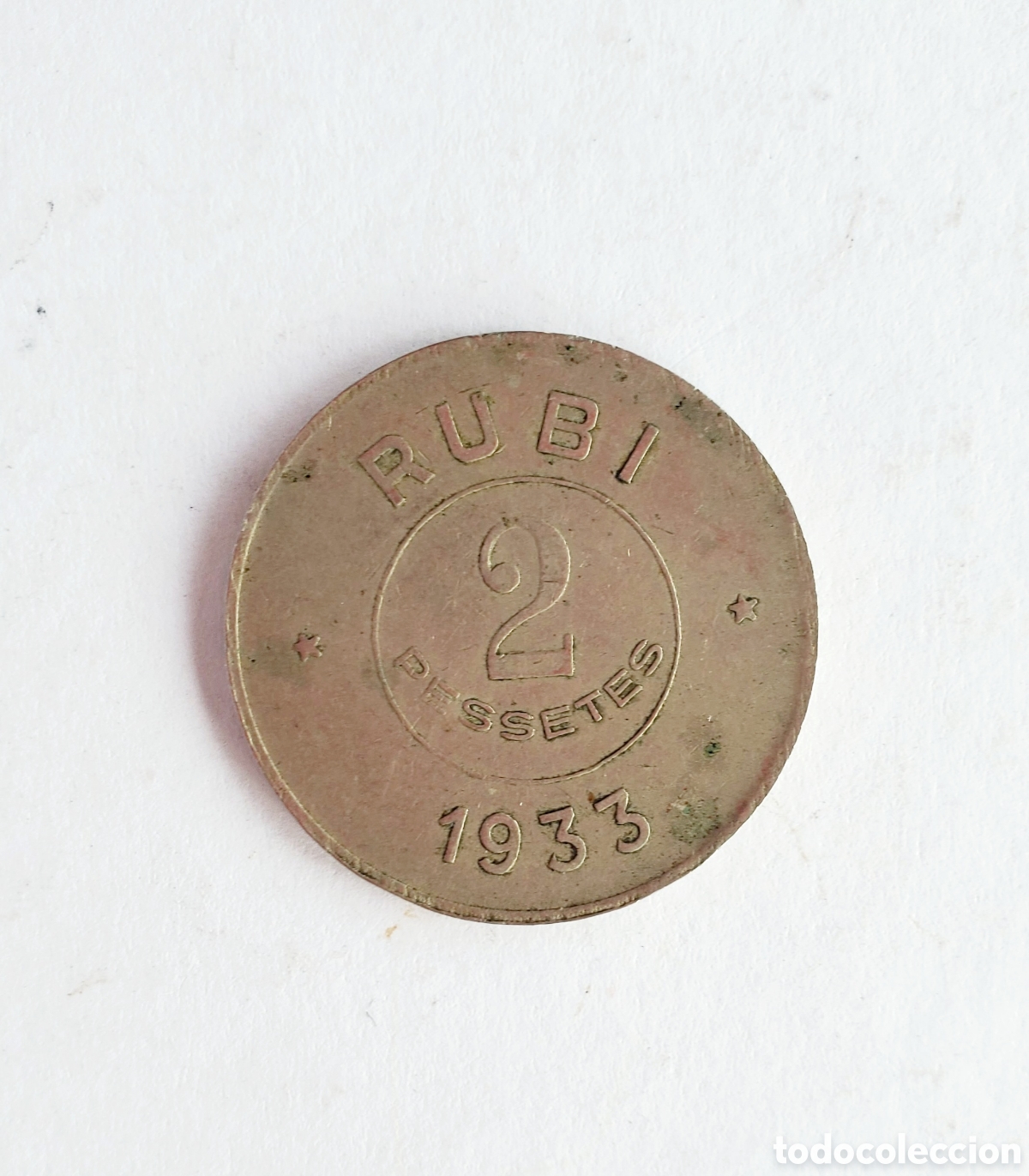Monedas Rep&uacute;blica: MONEDA 2 PESETAS. 1933.COOPERATIVA OBRERA LA RUBINENCA.