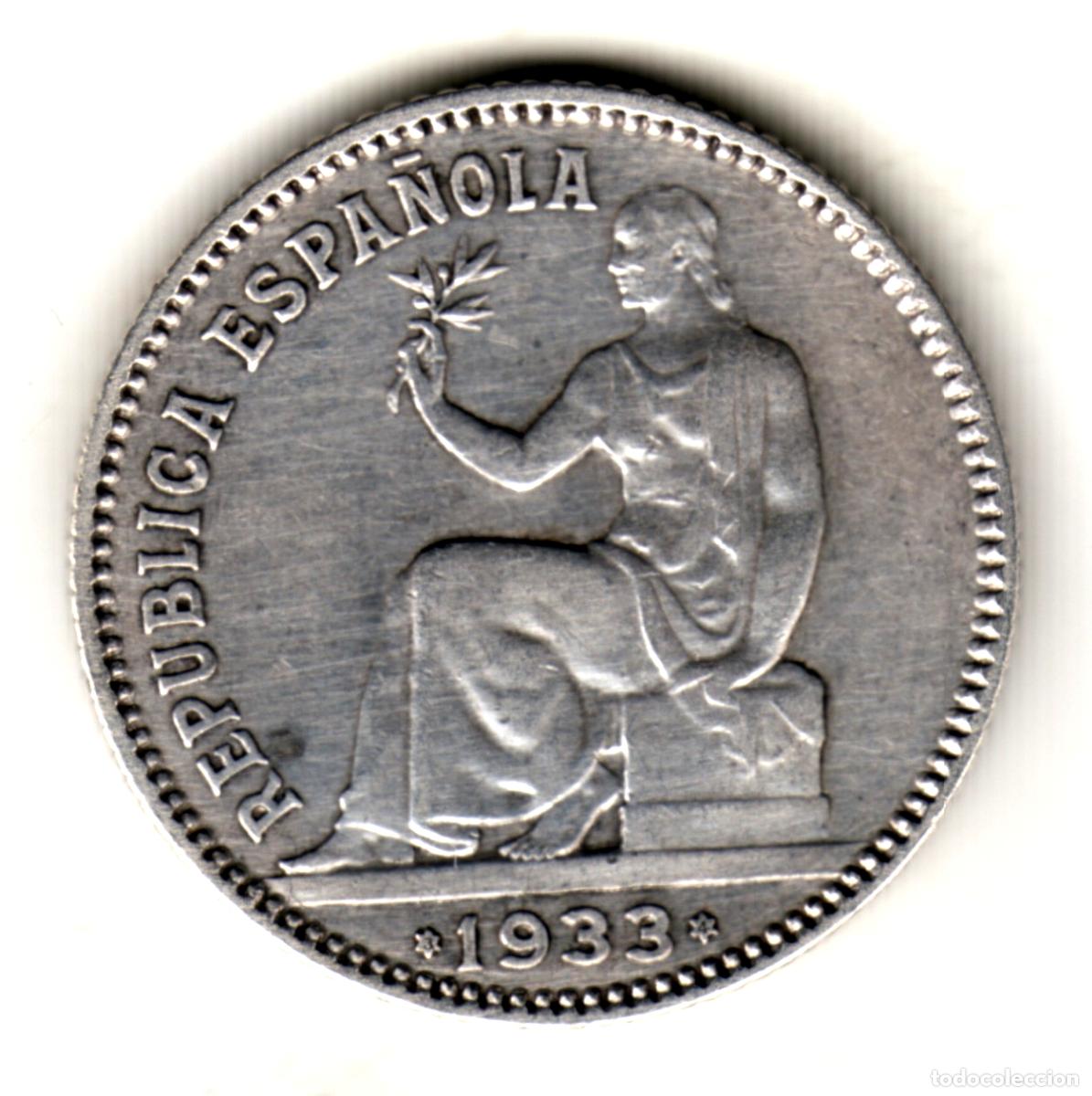 Monedas Rep&uacute;blica: Republica Espa&ntilde;ola 1 peseta plata 1933 *3* 4* (a&ntilde;o 1934)