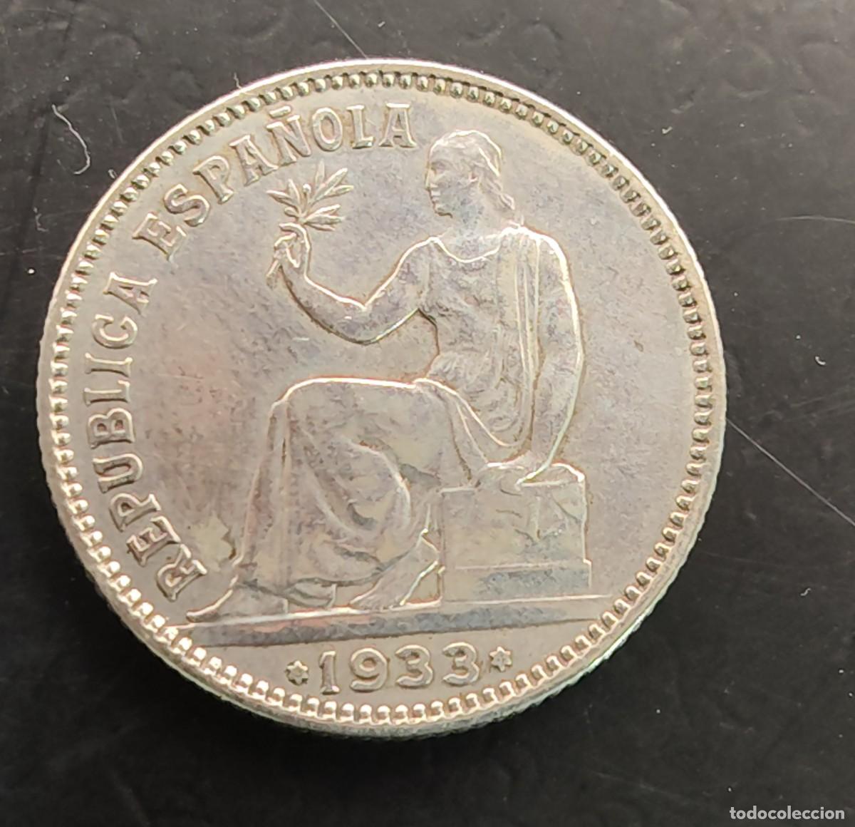 Monedas Rep&uacute;blica: ESPA&Ntilde;A A&Ntilde;O 1933 1 PTA PLATA , II REPUBLICA