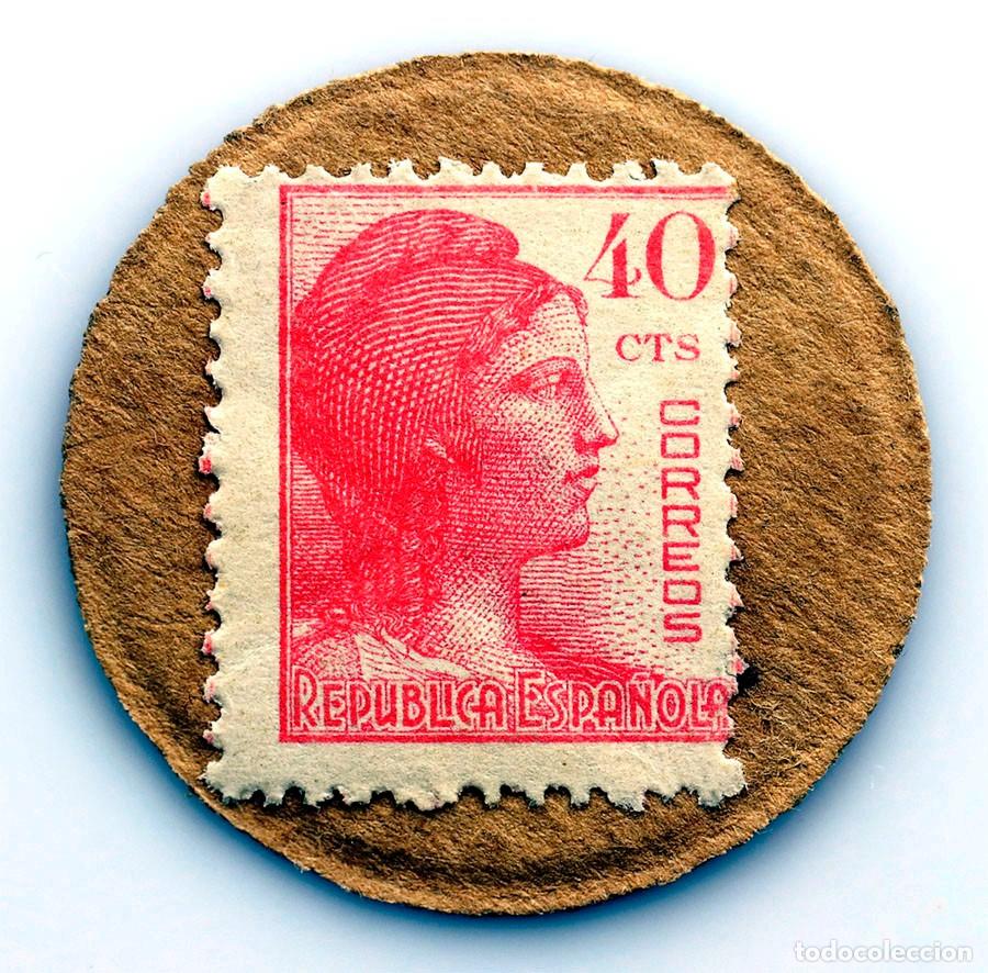 Monedas Rep&uacute;blica: Spain-Guerra civil. Sello moneda 40 c&eacute;ntimos. Republica Espa&ntilde;ola. SC/UNC.