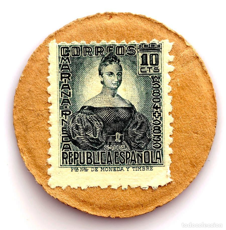 Monedas Rep&uacute;blica: SC-Spain-Guerra civil. Sello moneda 10 c&eacute;ntimos. Mariana Pineda. SC/UNC.