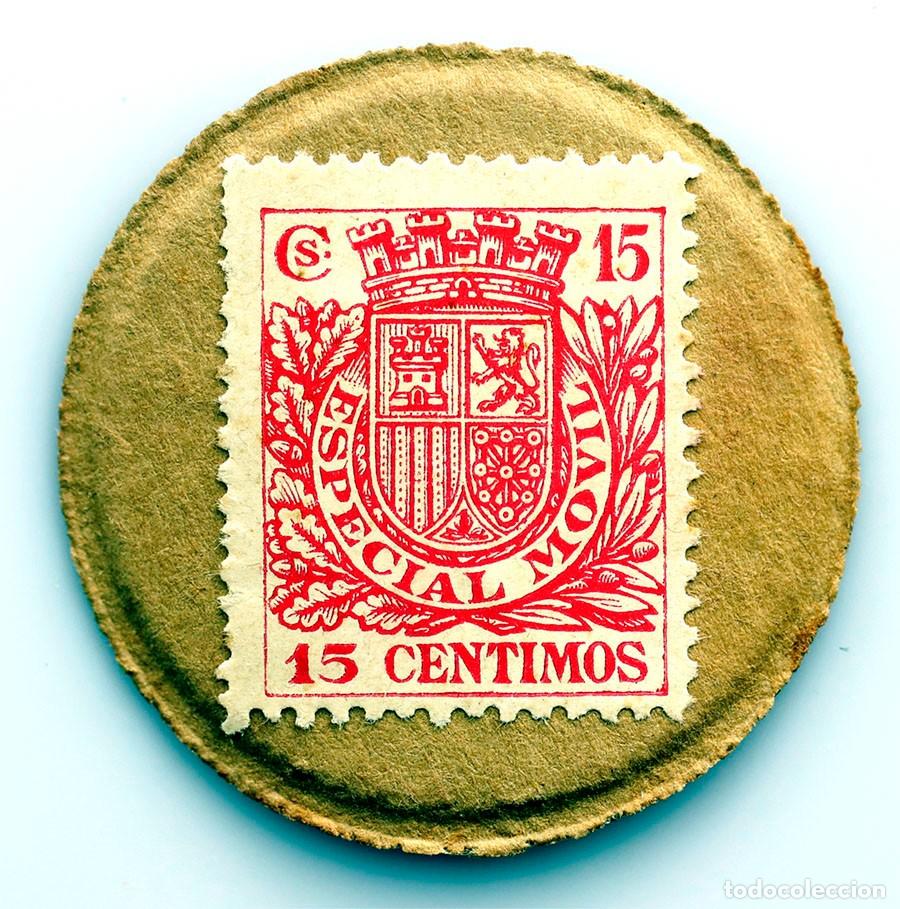 Monedas Rep&uacute;blica: SC-Spain-Guerra civil. Sello moneda 15 c&eacute;ntimos. Especial M&oacute;vil. SC/UNC.
