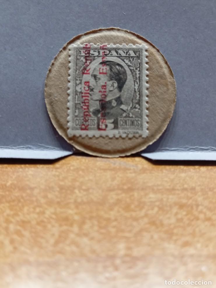 Monedas Rep&uacute;blica: N&ordm;49 . SELLO MONEDA REPUBLICA. 5Cts. MONARQUIA HABILITADOS .