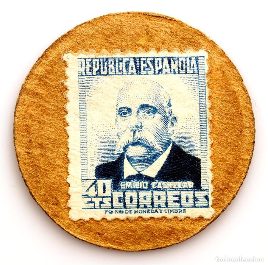 Monedas Rep&uacute;blica: SC-Spain-Guerra civil. Sello moneda 40 c&eacute;ntimos. Emilio Castelar. SC-/UNC-.