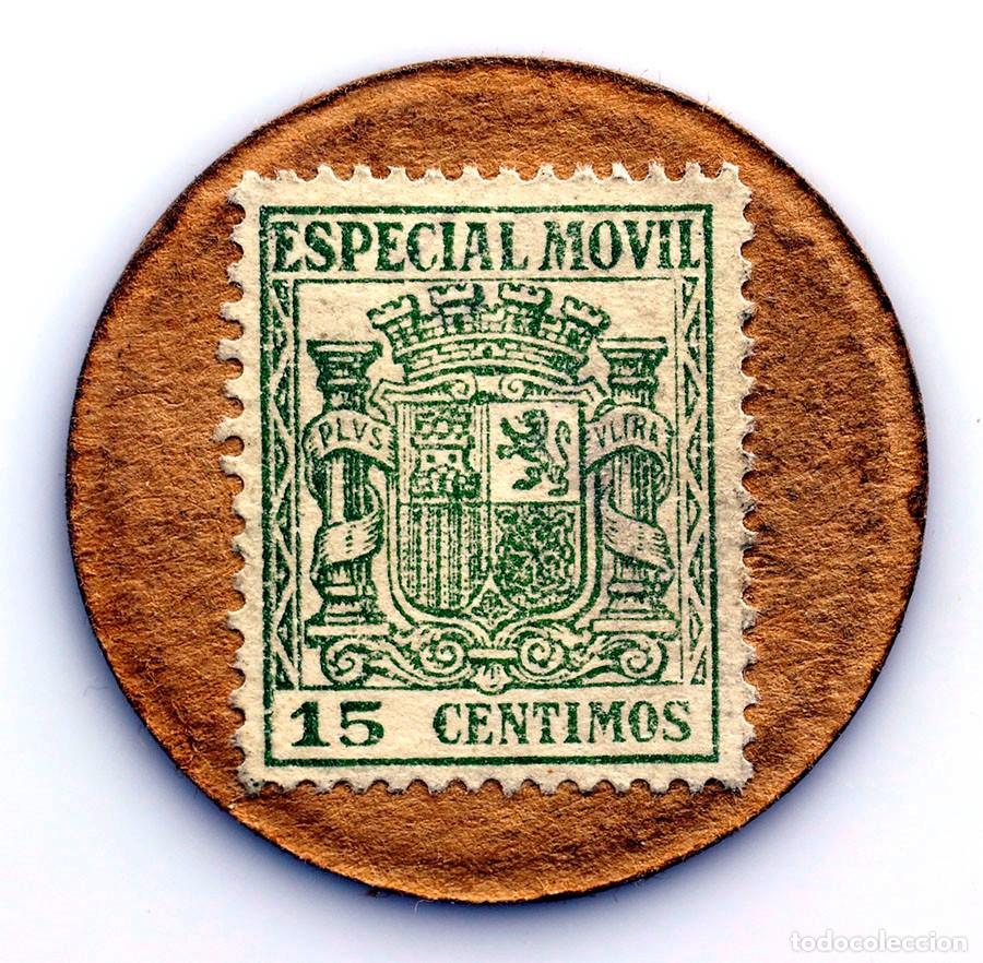 Monedas Rep&uacute;blica: Spain-Guerra civil. Sello moneda 15 c&eacute;ntimos. Especial Movil. SC/UNC.