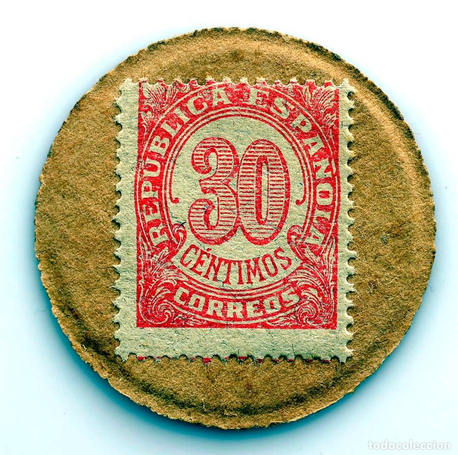 Monedas Rep&uacute;blica: Spain-Guerra civil. Sello moneda 30 c&eacute;ntimos. Republica Espa&ntilde;ola. SC/UNC.