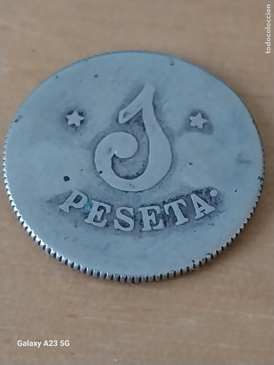 Monedas Rep&uacute;blica: PESETA 1 ESTRELLAS CINCO PUNTAS FICHA GUERRA CIVIL O SIMILAR 2.37CMS LETRAS GRABADAS
