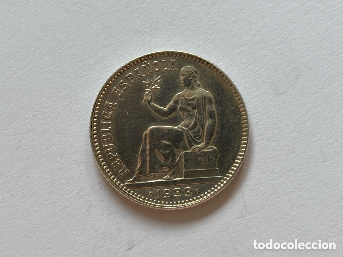 Monedas Rep&uacute;blica: REP&Uacute;BLICA ESPA&Ntilde;OLA * 1 PESETA 1933*34 * PLATA