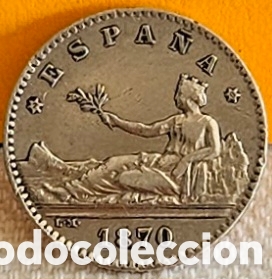 Monedas Rep&uacute;blica: ESPA&Ntilde;A, 50 CENTIMOS, 1870. *7*0. PLATA. BASTANTE BUENA CALIDAD. PLATA.
