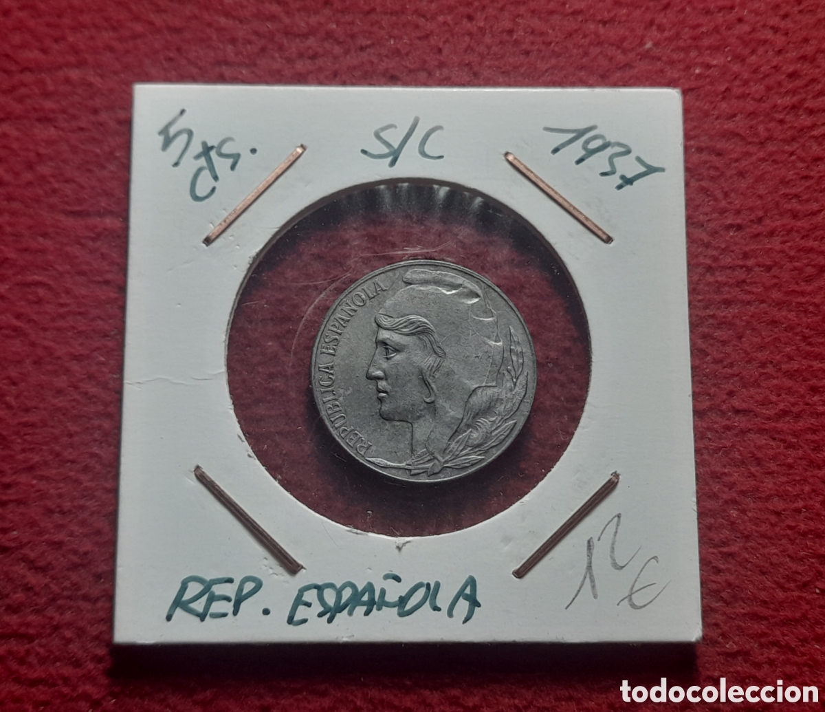 Republic Coins: Moneda 5 c&eacute;ntimos 1937
