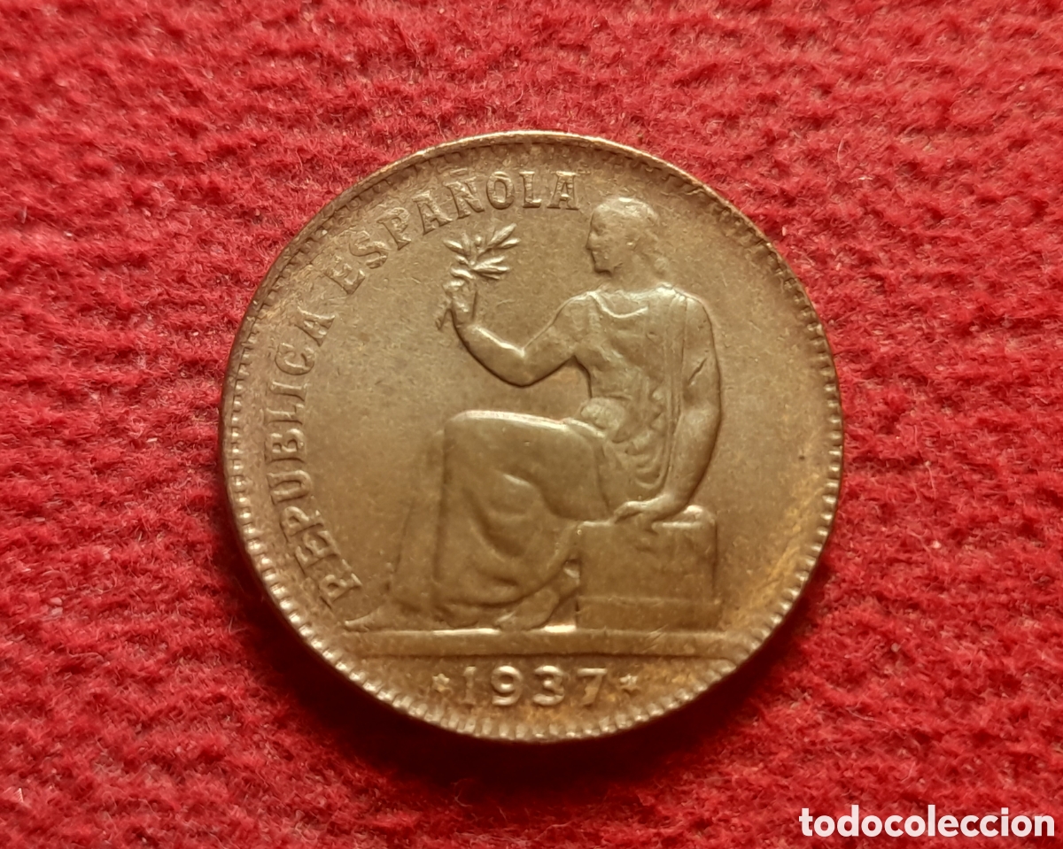 Monedas Rep&uacute;blica: Moneda 50 c&eacute;ntimos 1937 36 orla redondos