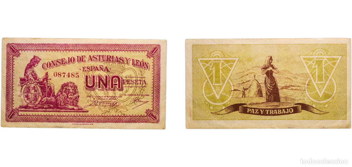 Monedas Rep&uacute;blica: Spain Asturias and Le&oacute;n, Provinces of Second Republic 1937 1 Peseta (Asturias y Le&oacute;n) Paper XF P S