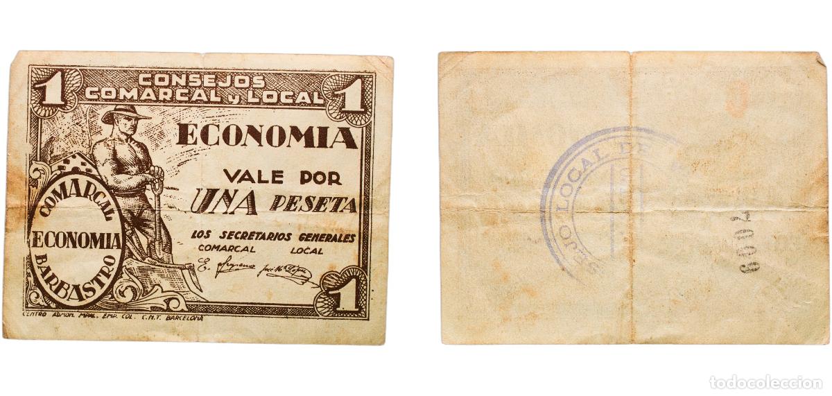 Monedas Rep&uacute;blica: Spain Barbastro, County of Second Republic 1937 1 Peseta (Barbastro) Paper VF Gari Mon 232-D