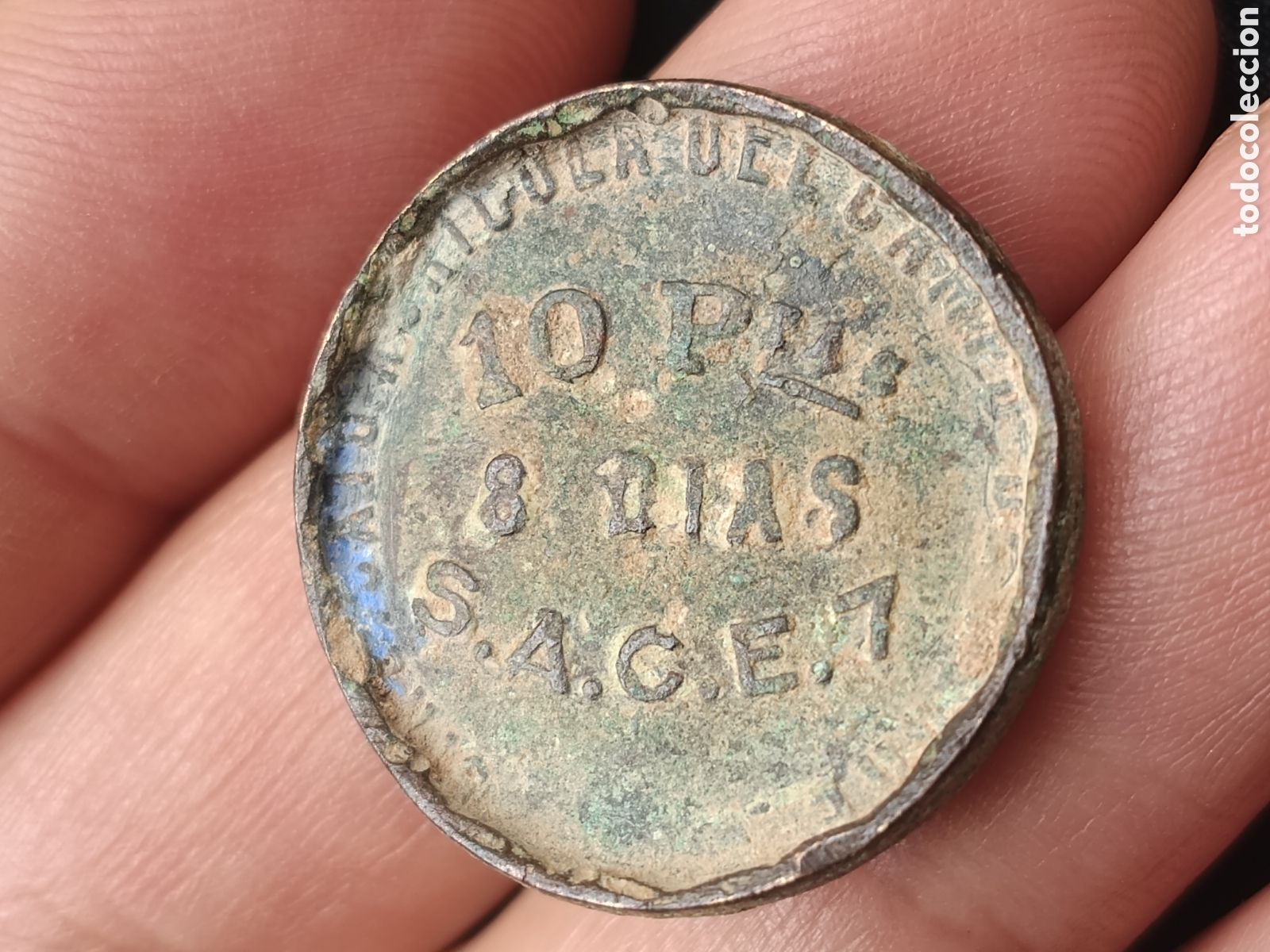 Republic Coins: GUERRA CIVIL . FICHA 10 PESETAS ELCHE, ALICANTE . 1936-1939 ORIGINAL. SINDICATO AGRICOLA DEL CAMPO