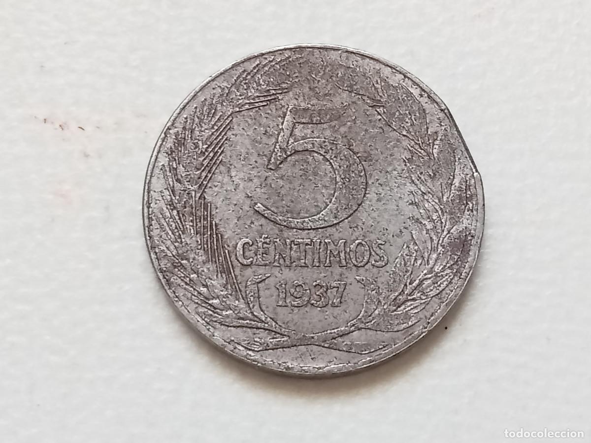 Monete Repubblica: II REP&Uacute;BLICA 5 C&Eacute;NTIMOS 1937 MBC-