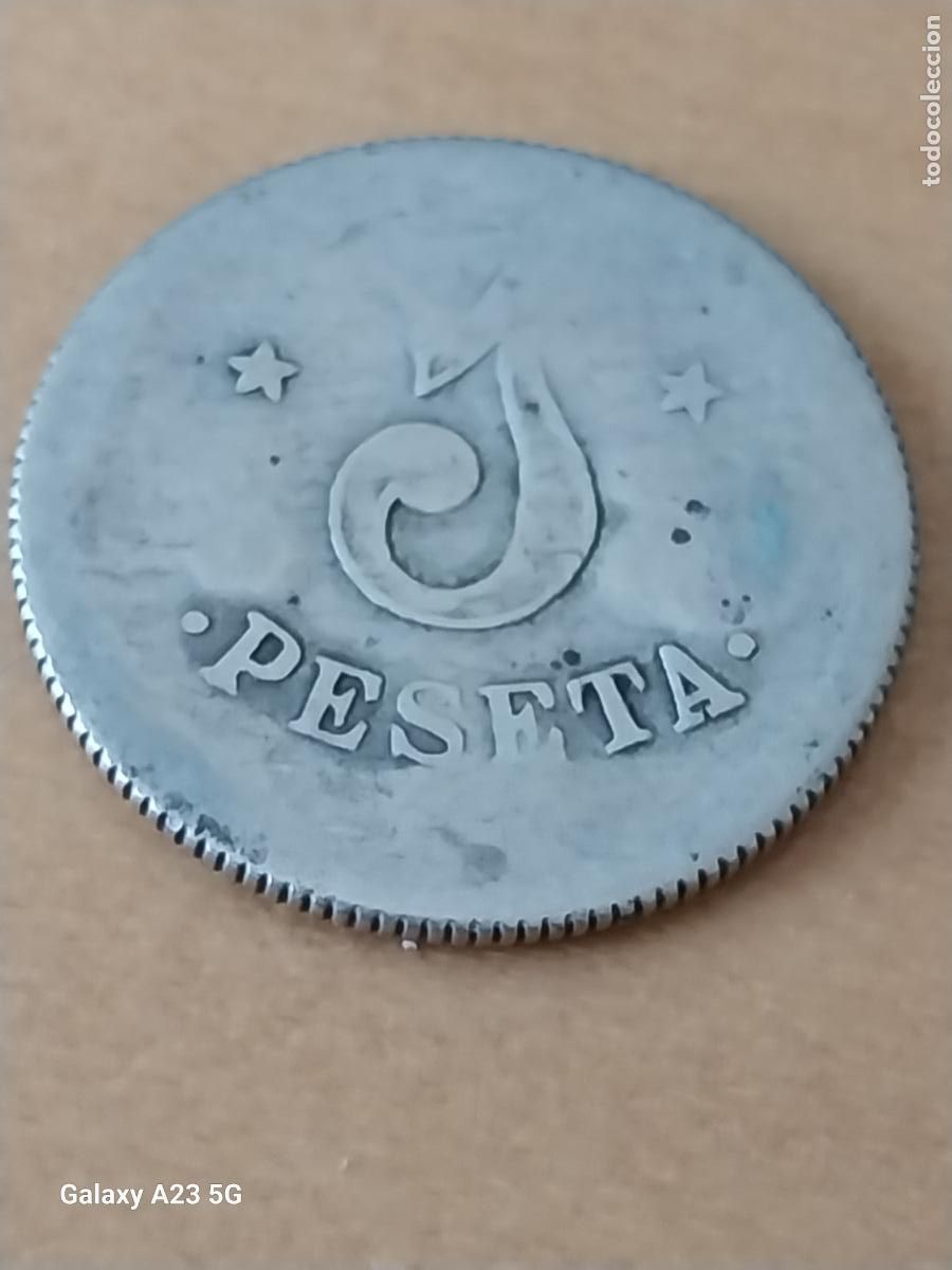 Monedas Rep&uacute;blica: PESETA PTA 1 GUERRA CIVIL O SIMILAR TOKEN DORSO PUNZONES 2.36 REPUBLICA