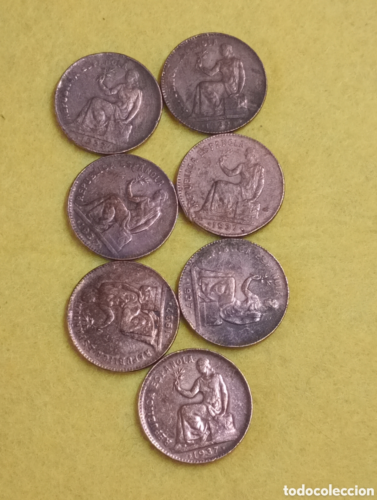 Republic Coins: 7 monedas de 50 CTS de 1937 republica espa&ntilde;ola