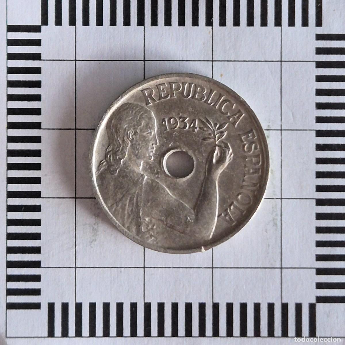Monedas Rep&uacute;blica: 2&ordf; REP&Uacute;BLICA ESPA&Ntilde;OLA, 25 C&Eacute;NTIMOS, 1934. (KM#751).