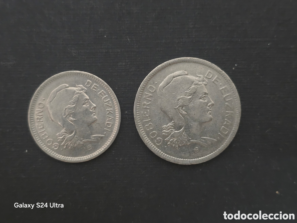 Monedas Rep&uacute;blica: 1 Y 2 PESETAS DE 1937 DE EUZKADI...REPUBLICA.....PRECIOSAS...S3/09....ES EL DE LAS FOTOS