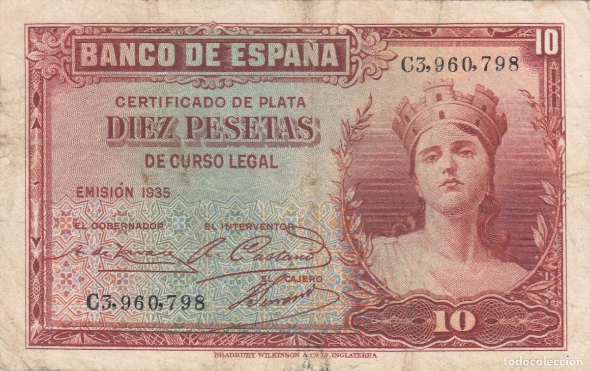 Monete Repubblica: BILLETE: 10 PESETAS 1935 / SERIE C
