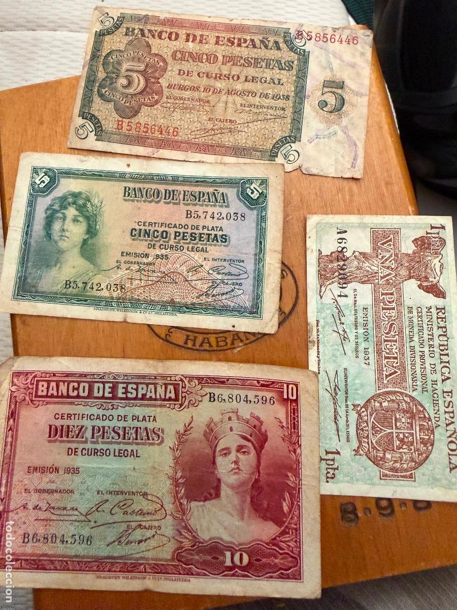 Monedas Rep&uacute;blica: Lote de billetes de la guerra civil