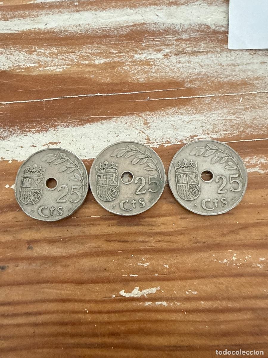 Monedas Rep&uacute;blica: 3 monedas de 25 pts de 1937 - Foto 2