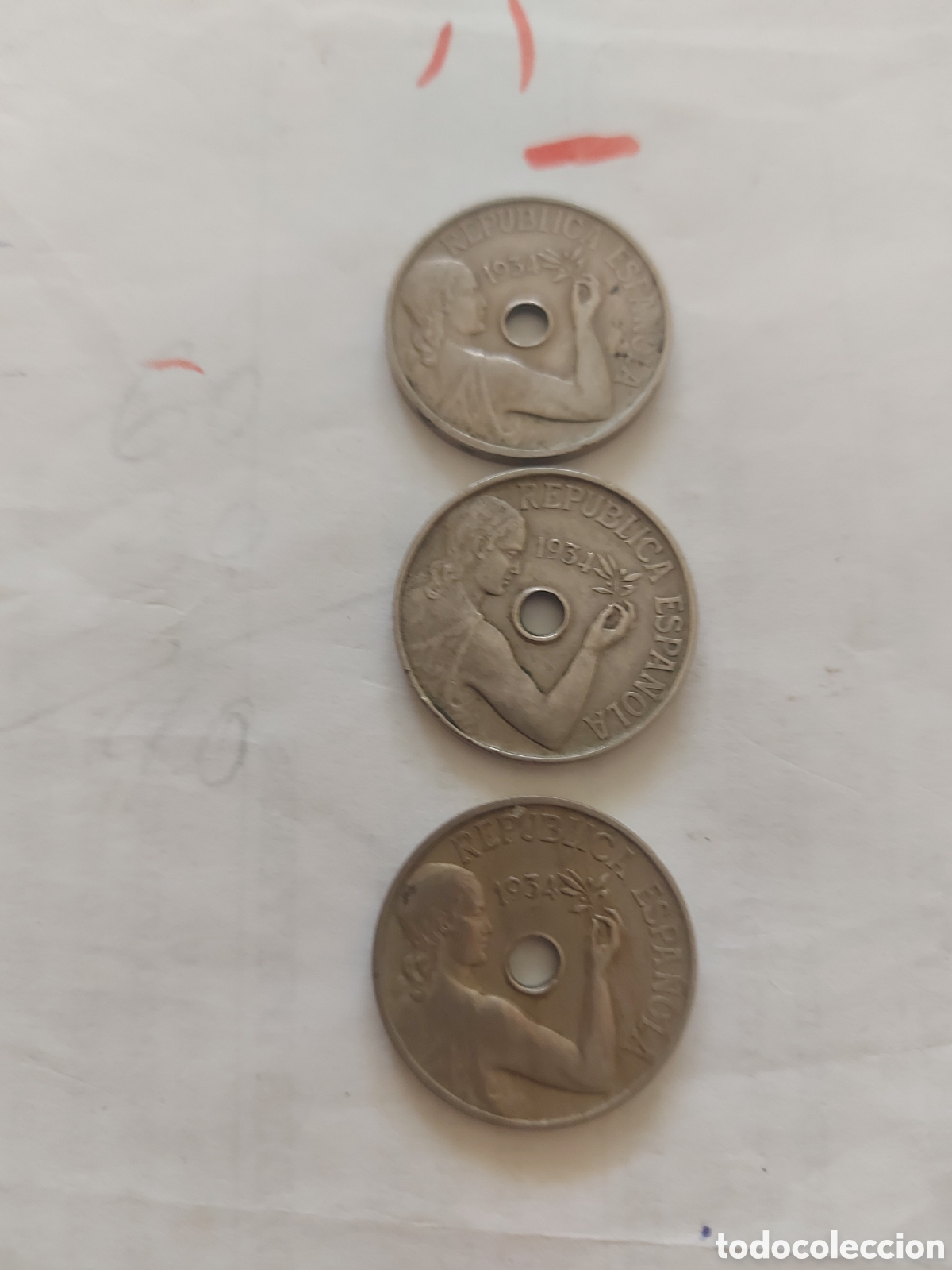 Monedas Rep&uacute;blica: 3 monedas deEspa&ntilde;a de