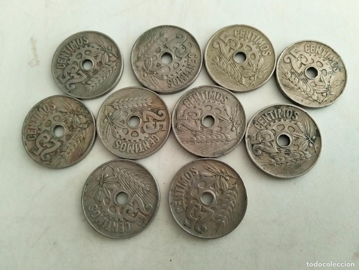 Monedas Rep&uacute;blica: LOTE DE 10 MONEDAS 25 CENTIMOS A&Ntilde;O 1934, REPUBLICA ESPA&Ntilde;OLA