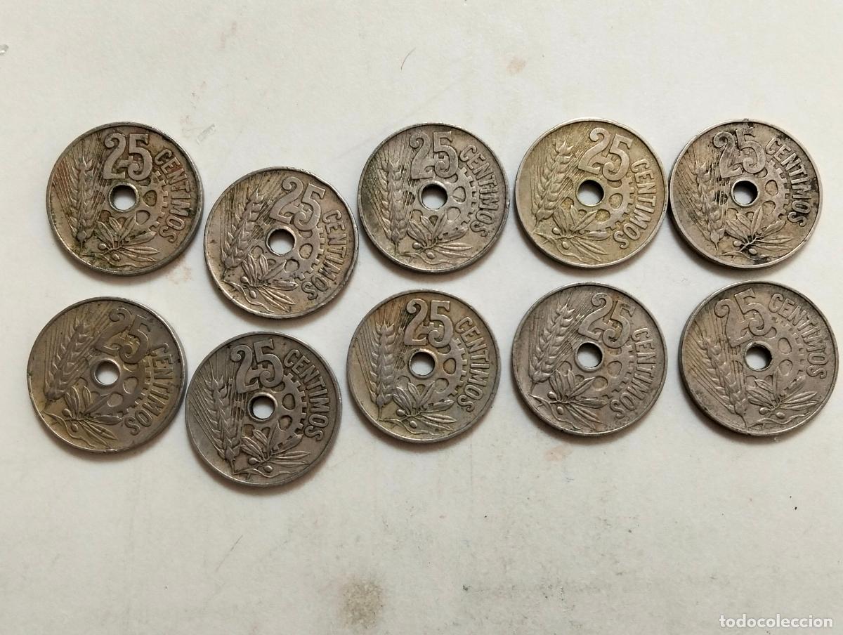 Monedas Rep&uacute;blica: LOTE 10 MONEDAS, 25 CENTIMOS A&Ntilde;O 1934, REPUBLICA ESPA&Ntilde;OLA