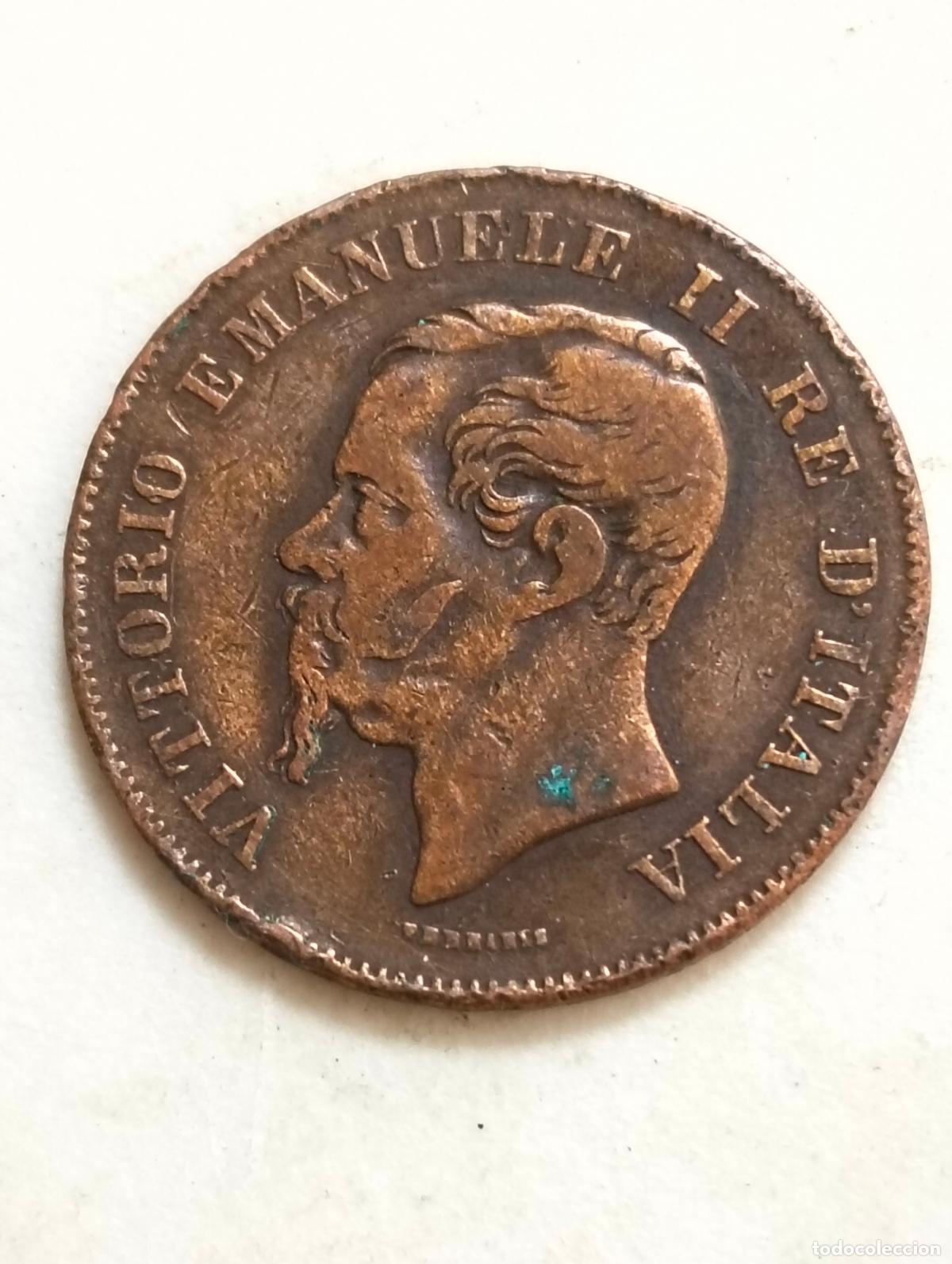 Monedas Rep&uacute;blica: MONEDA DE COBRE 5 CENTESIMI A&Ntilde;O 1867, VICTO MANUEL II, REY DE ITALIA