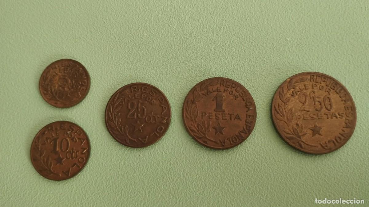 Monedas Rep&uacute;blica: Serie 5 Monedas 1937 - Consejos Municipales de Menorca - Guerra Civil Espa&ntilde;ola - Muy Escasa