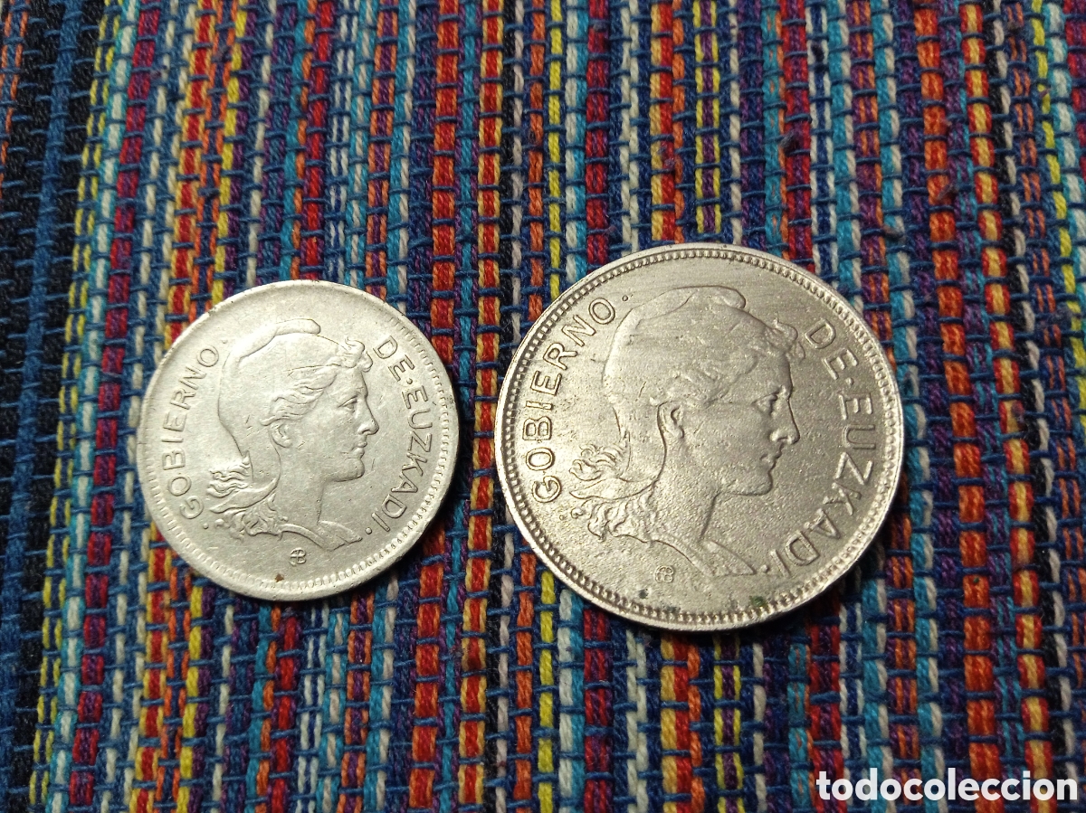 Monedas Rep&uacute;blica: X5- SERIE PESETA Y 2 PESETAS GOBIERNO EUZKADI GUERRA CIVIL